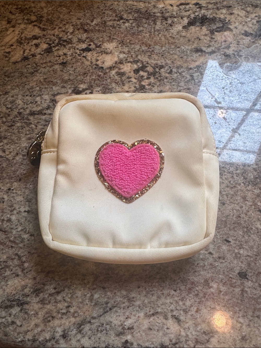 STONEY CLOVER LANE mini pouch with pink glitter heart